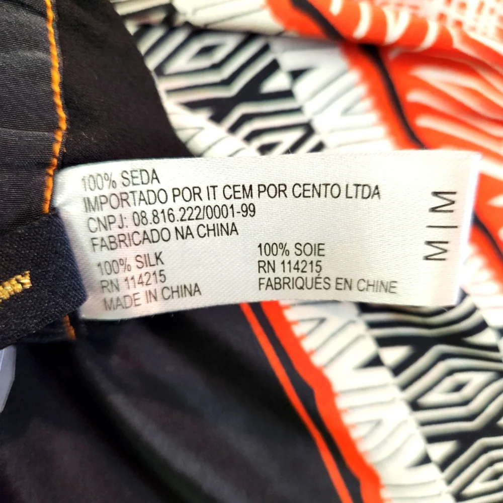 100% Silk Black and Orange Women's Skirt W/Side Slit -New W/ Tags - Picture 7 of 15
